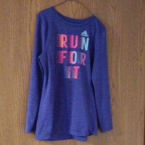 Adidas Kids Long Sleeve Tee in Bold Purple